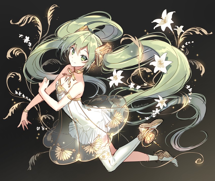 hatsune miku and gramophone miku (vocaloid and 1 more) drawn by nardack