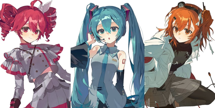 hatsune miku, kasane teto, and adachi rei (vocaloid and 3 more) drawn by kuripang_bbb