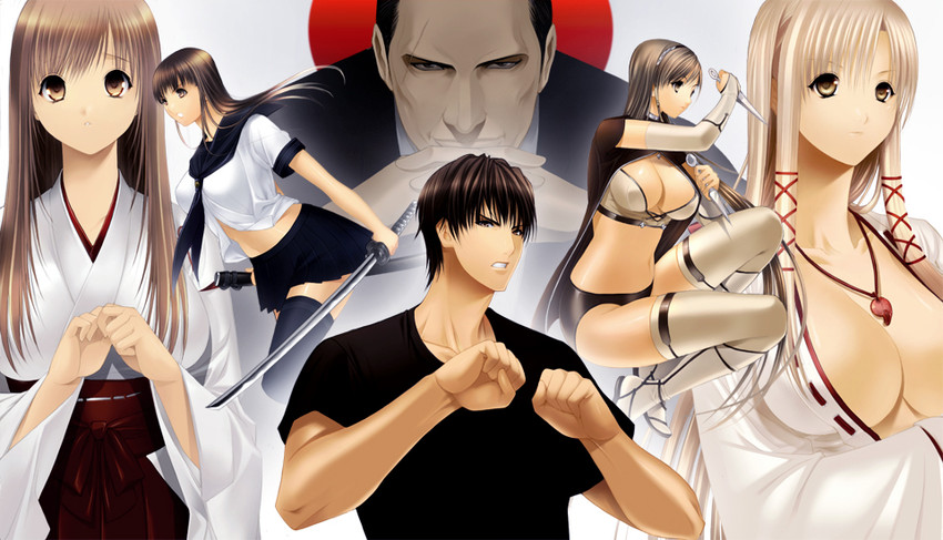mikoto, kagura mirei, kusanagi yuuya, akiori hazuki, sanakami masahito, and 1 more (original and 1 more) drawn by mutou_(dokuritsu_butai) and yagami_akira_(dream_theater)