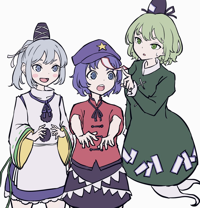 mononobe no futo, miyako yoshika, and soga no tojiko (touhou) drawn by kame_(kamepan44231)
