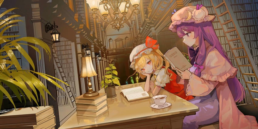 flandre scarlet and patchouli knowledge (touhou and 1 more) drawn by kashiwagi_chisame