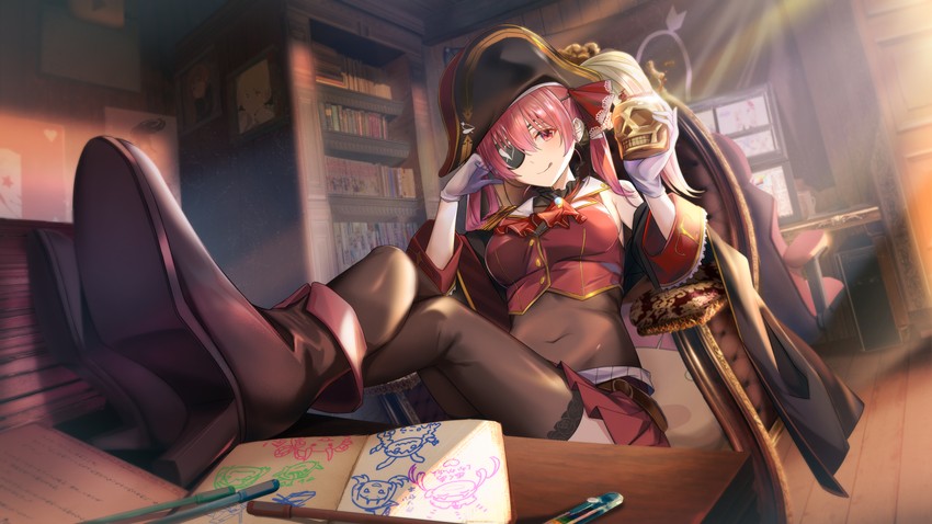 houshou marine, usada pekora, minato aqua, shirogane noel, murasaki shion, and 4 more (hololive) drawn by aritsuno