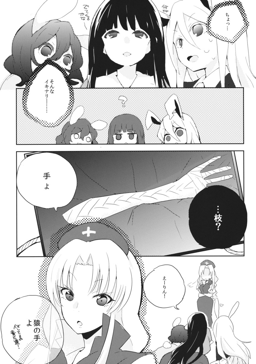 reisen udongein inaba, houraisan kaguya, inaba tewi, and yagokoro eirin (touhou) drawn by azuma_aya and azuma_seiji
