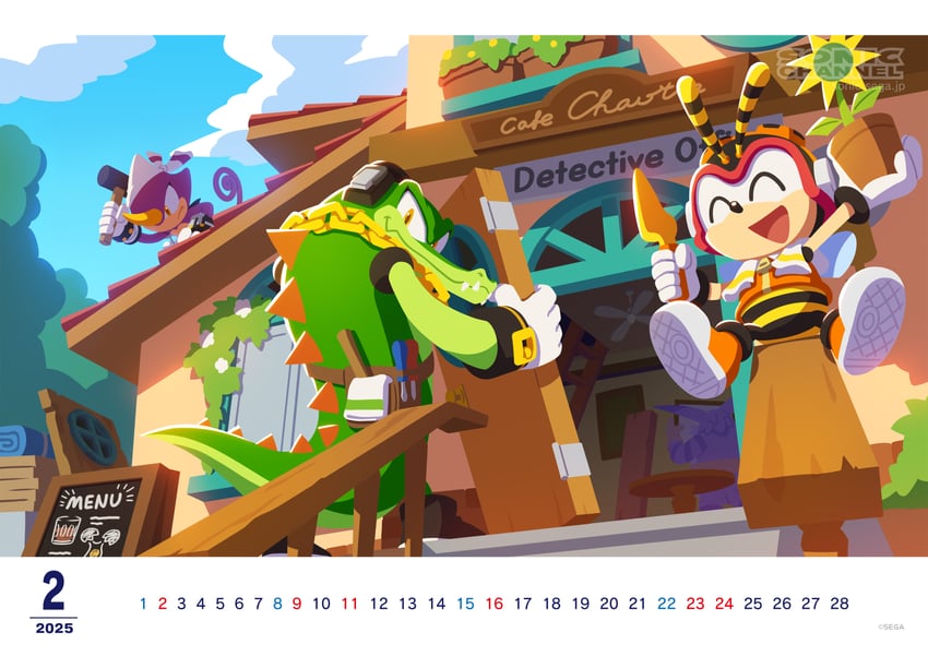 espio the chameleon, vector the crocodile, big the cat, and charmy bee (sonic and 1 more) drawn by karasuno_yui