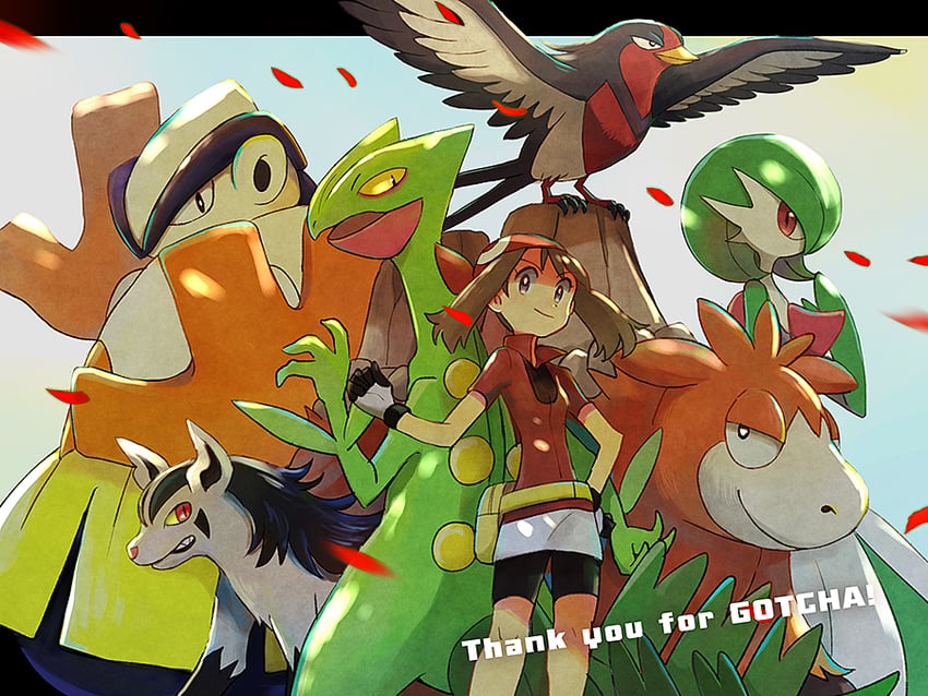 gardevoir, may, sceptile, mightyena, camerupt, and 2 more (pokemon and 1 more) drawn by popcorn_91