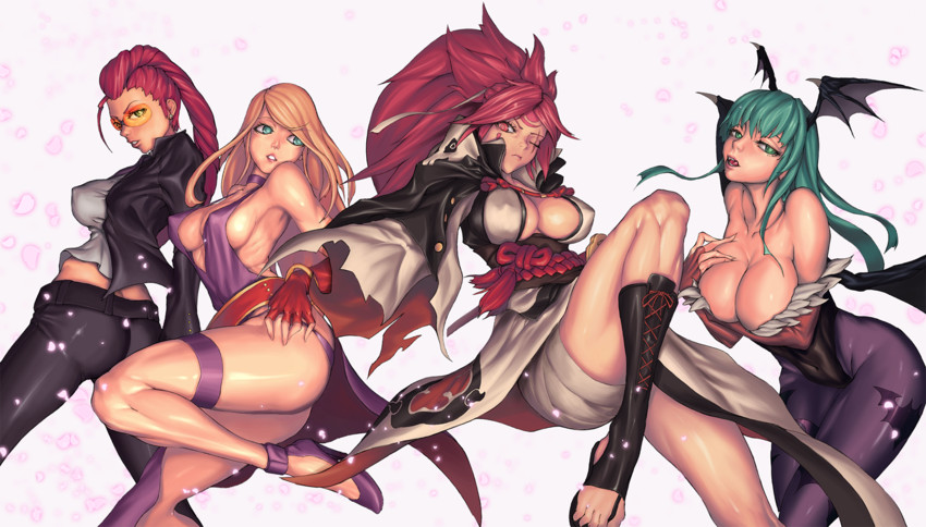 morrigan aensland, baiken, crimson viper, and b. jenet (street fighter and 4 more) drawn by platinum_disco