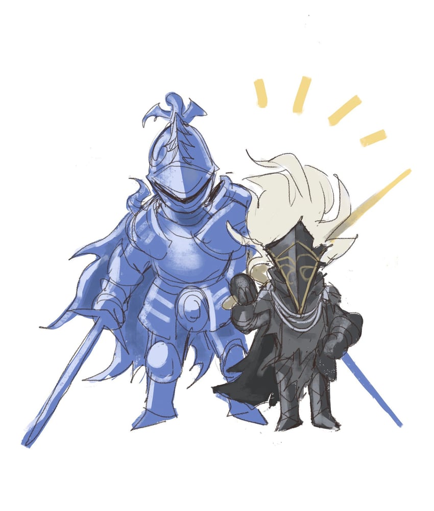tarnished, banished knight, and banished knight oleg (elden ring) drawn by tworain_w