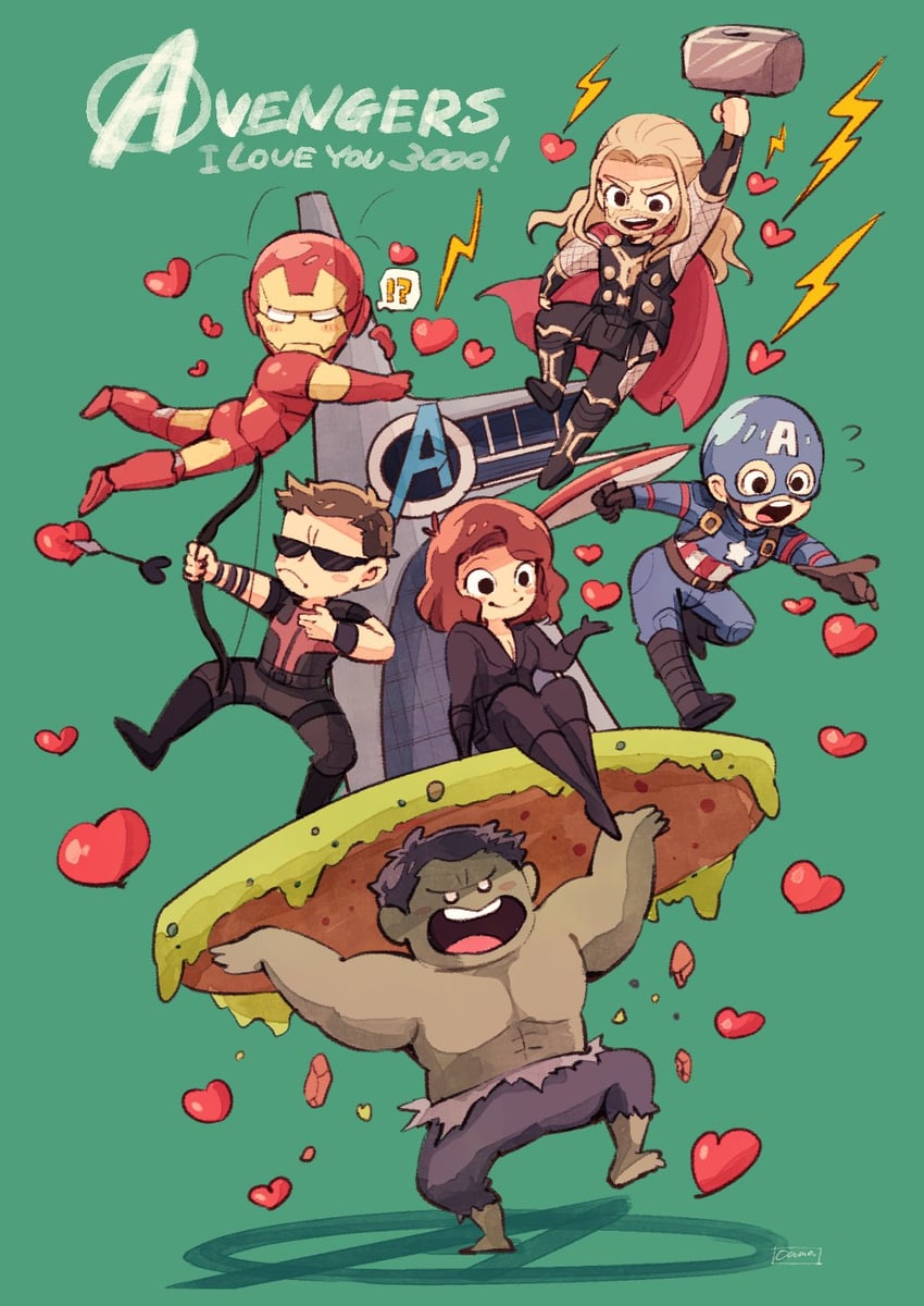 steve rogers, captain america, iron man, thor, black widow, and 4 more (marvel and 3 more) drawn by amazou