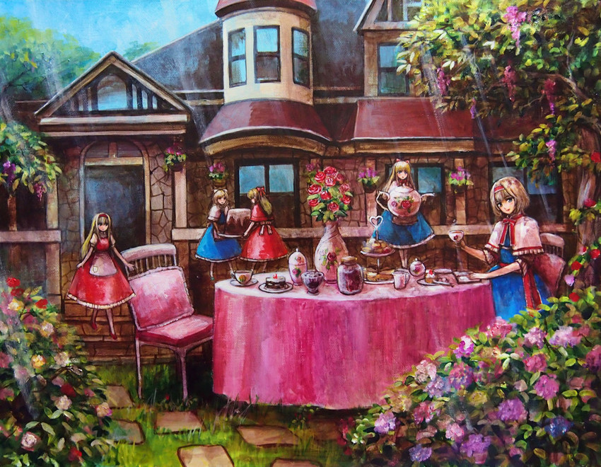 alice margatroid, shanghai doll, and hourai doll (touhou) drawn by tafuto
