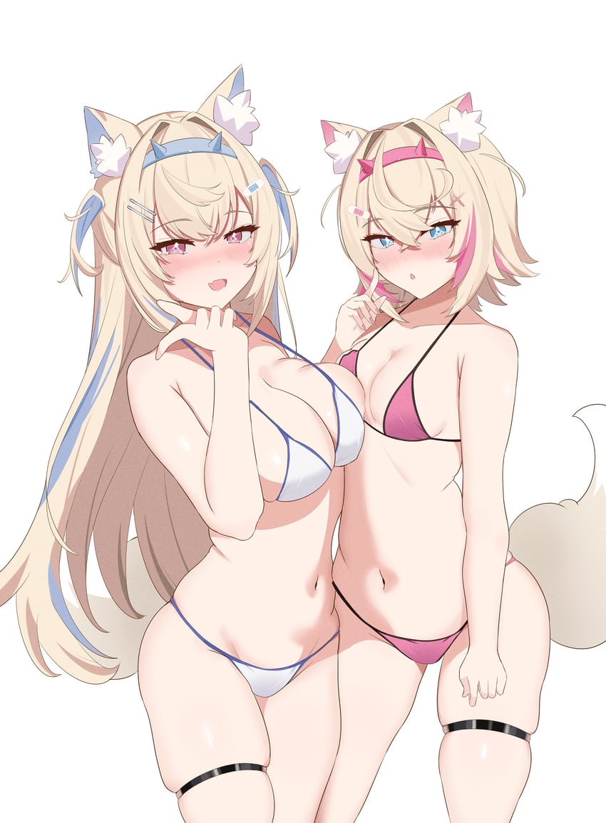 fuwawa abyssgard and mococo abyssgard (hololive and 1 more) drawn by sasaki_ikuya