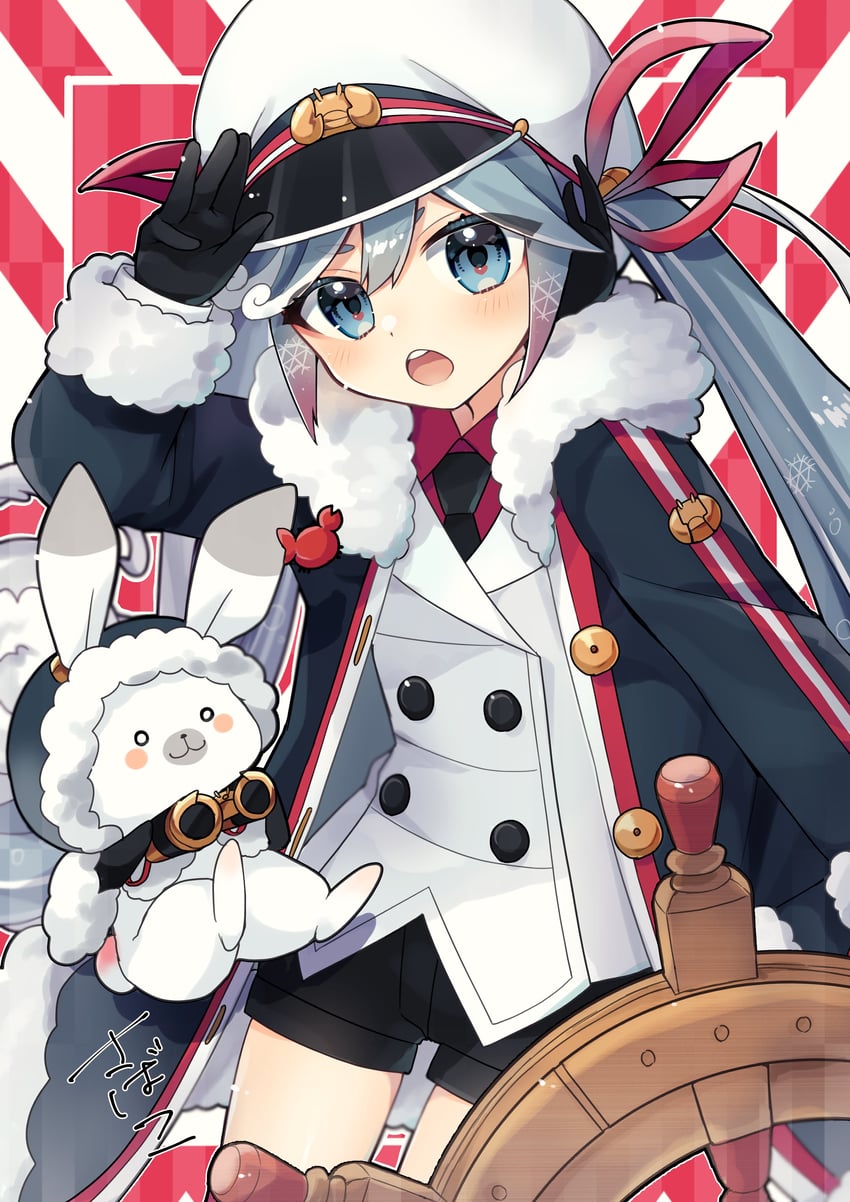 hatsune miku, yuki miku, and rabbit yukine (vocaloid) drawn by akikan_sabako