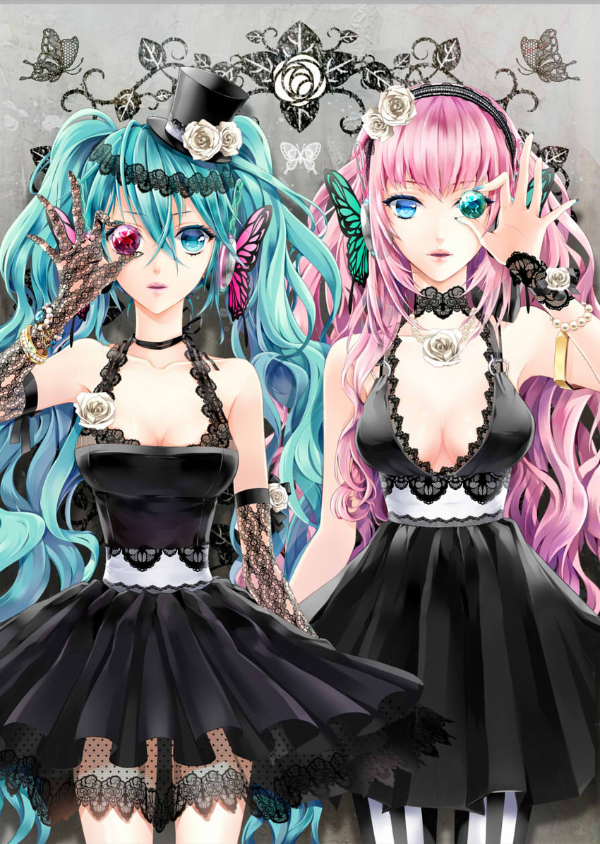 hatsune miku and megurine luka (vocaloid and 1 more) drawn by cocoon_(loveririn)