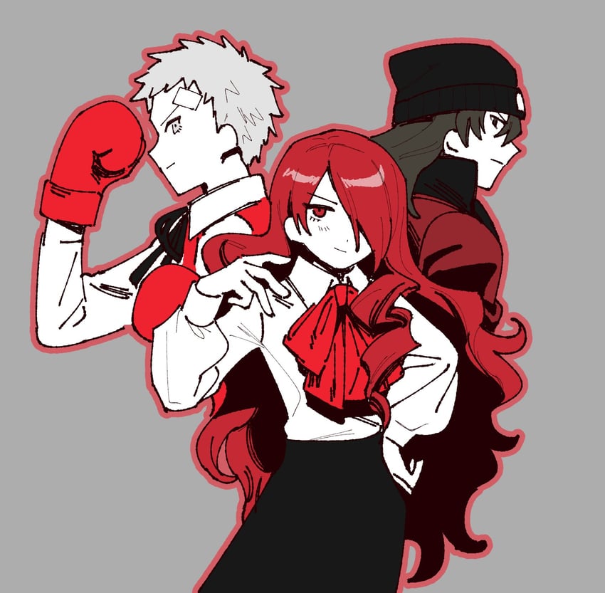 kirijou mitsuru, sanada akihiko, and aragaki shinjirou (persona and 1 more) drawn by mogura_panda