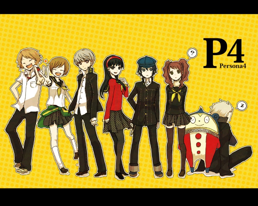 narukami yu, shirogane naoto, satonaka chie, kujikawa rise, hanamura yousuke, and 2 more (persona and 1 more) drawn by buzz_(moi)