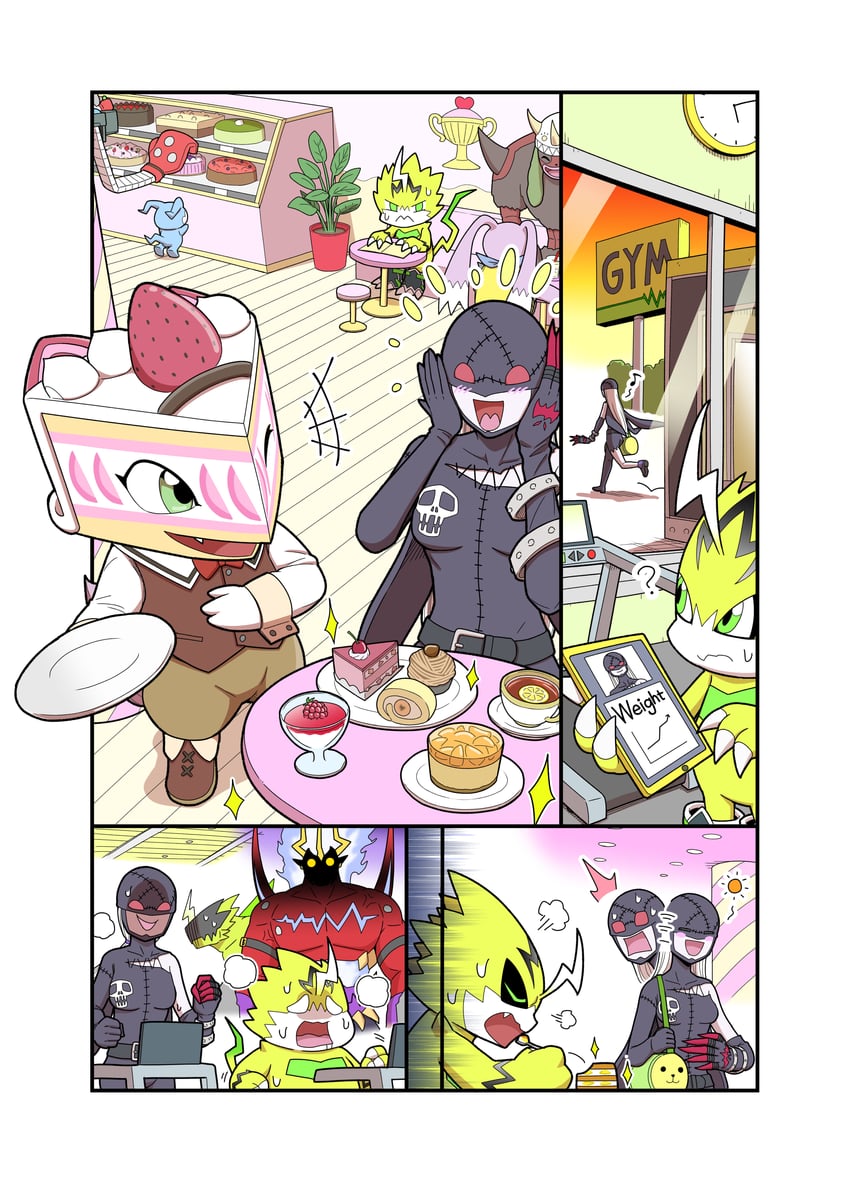 ladydevimon, pulsemon, bulkmon, turuiemon, shortmon, and 3 more (digimon) drawn by narome_and_levy