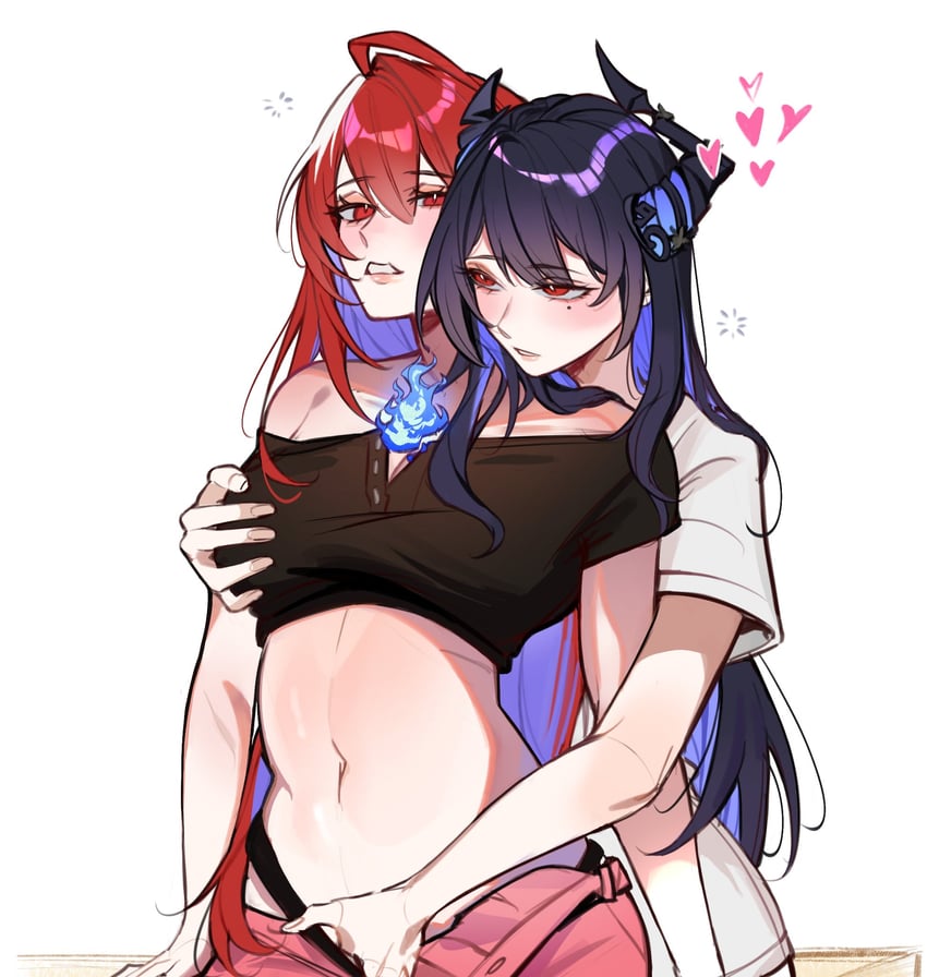 nerissa ravencroft and elizabeth rose bloodflame (hololive and 1 more) drawn by amlichan