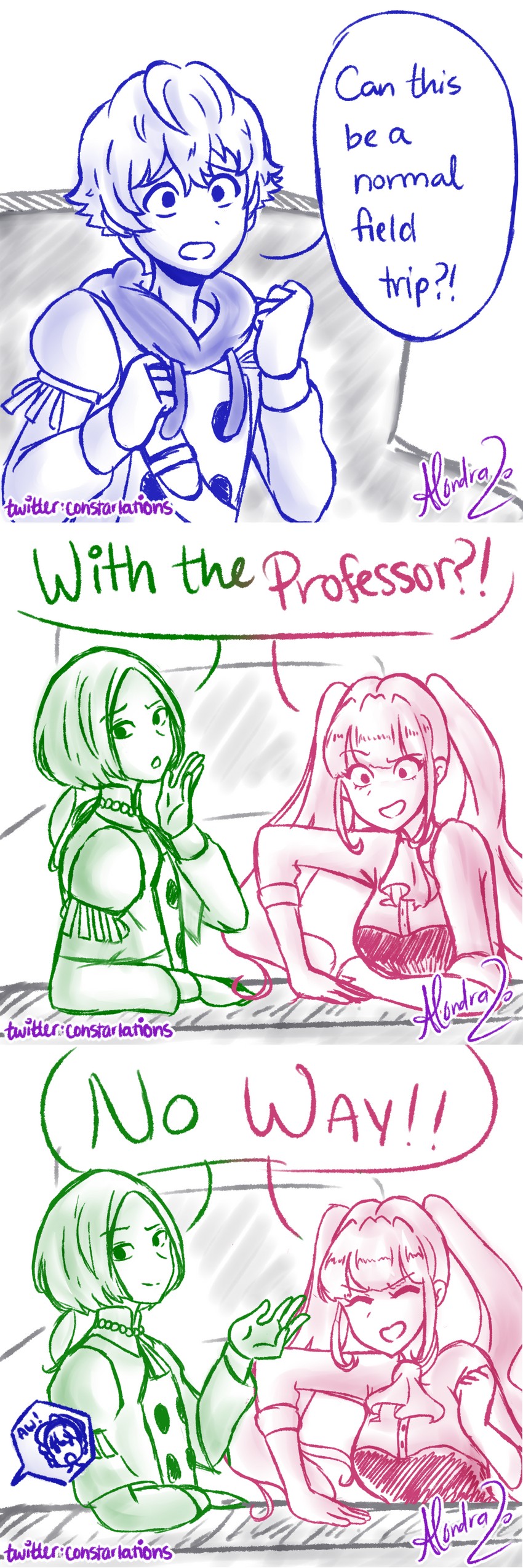 hilda valentine goneril, linhardt von hevring, and ashe ubert (fire emblem and 2 more) drawn by constarlations