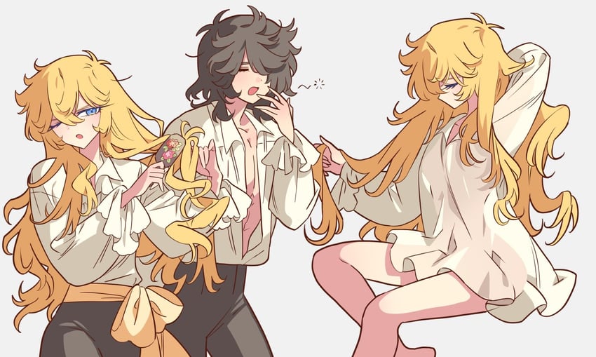 oscar francois de jarjayes and andre grandier (versailles no bara) drawn by meremero