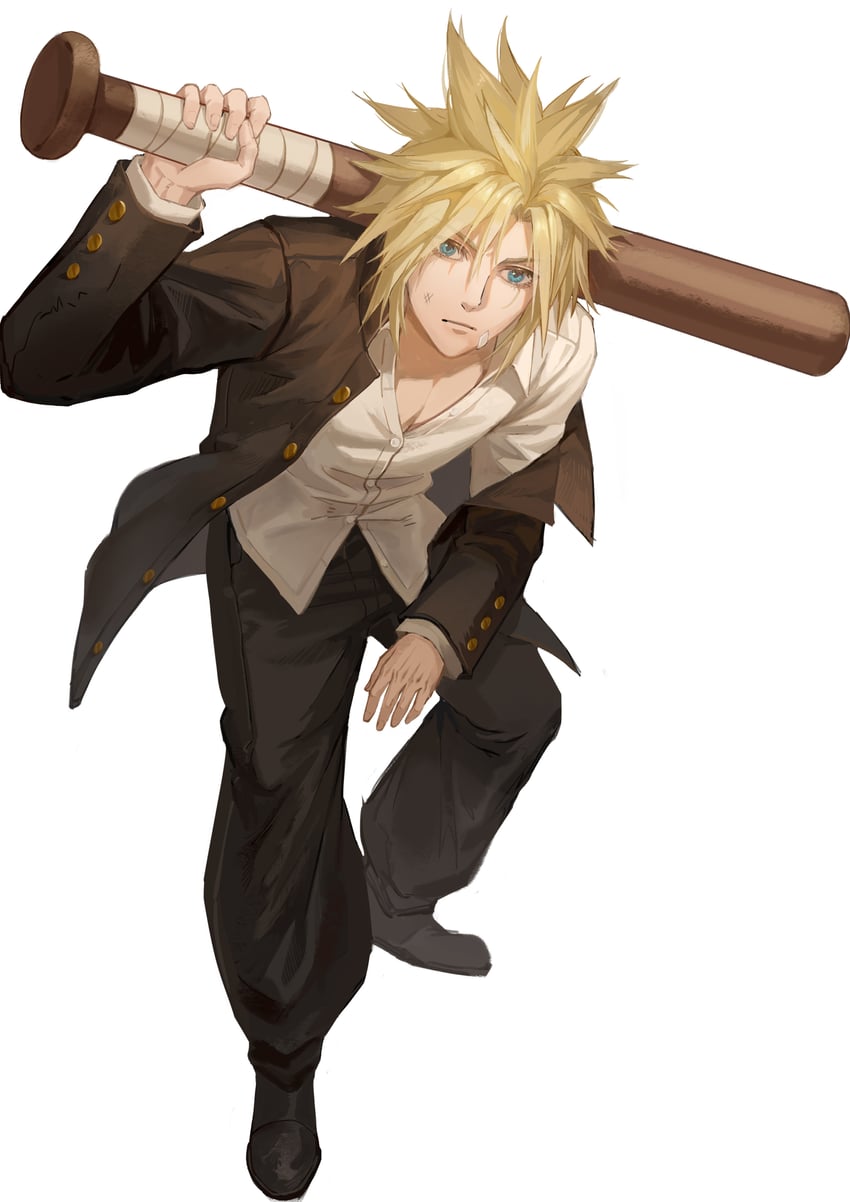 cloud strife (final fantasy and 2 more) drawn by yakakaer