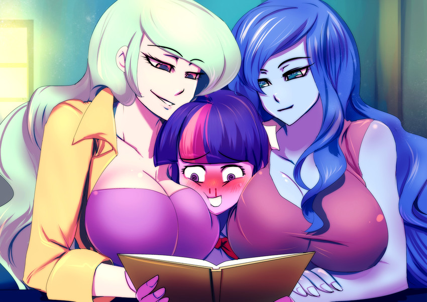 twilight sparkle, princess luna, princess celestia, principal celestia, and vice principal luna (my little pony and 2 more) drawn by bakki