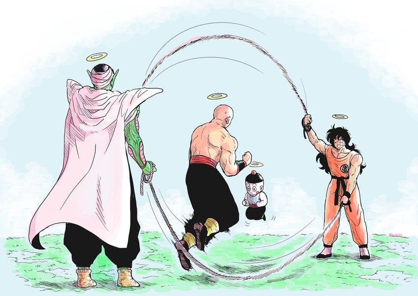piccolo, yamcha, tenshinhan, and chaozu (dragon ball and 1 more) drawn by tanukichi_(spica1985)