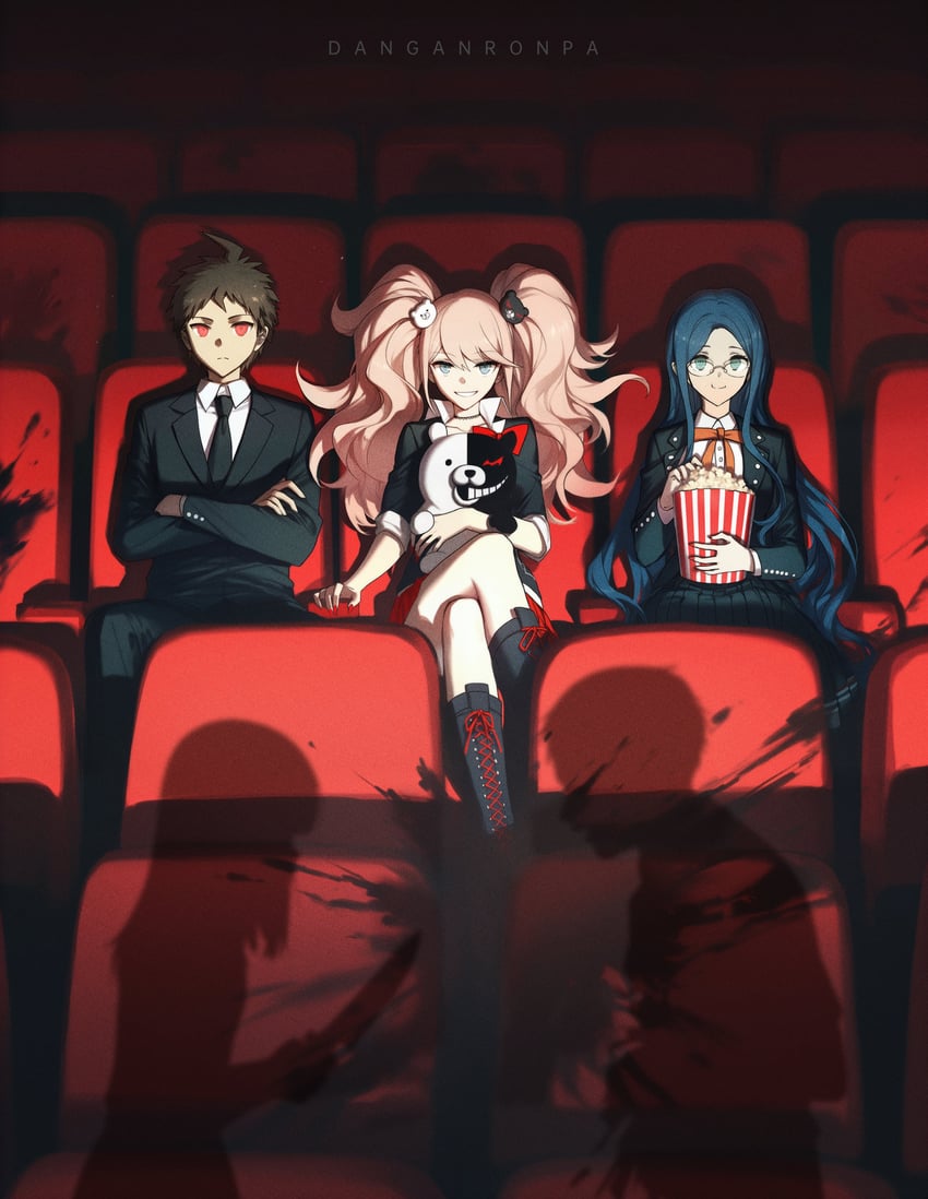 hinata hajime, enoshima junko, monokuma, and shirogane tsumugi (danganronpa and 3 more) drawn by a1285166690