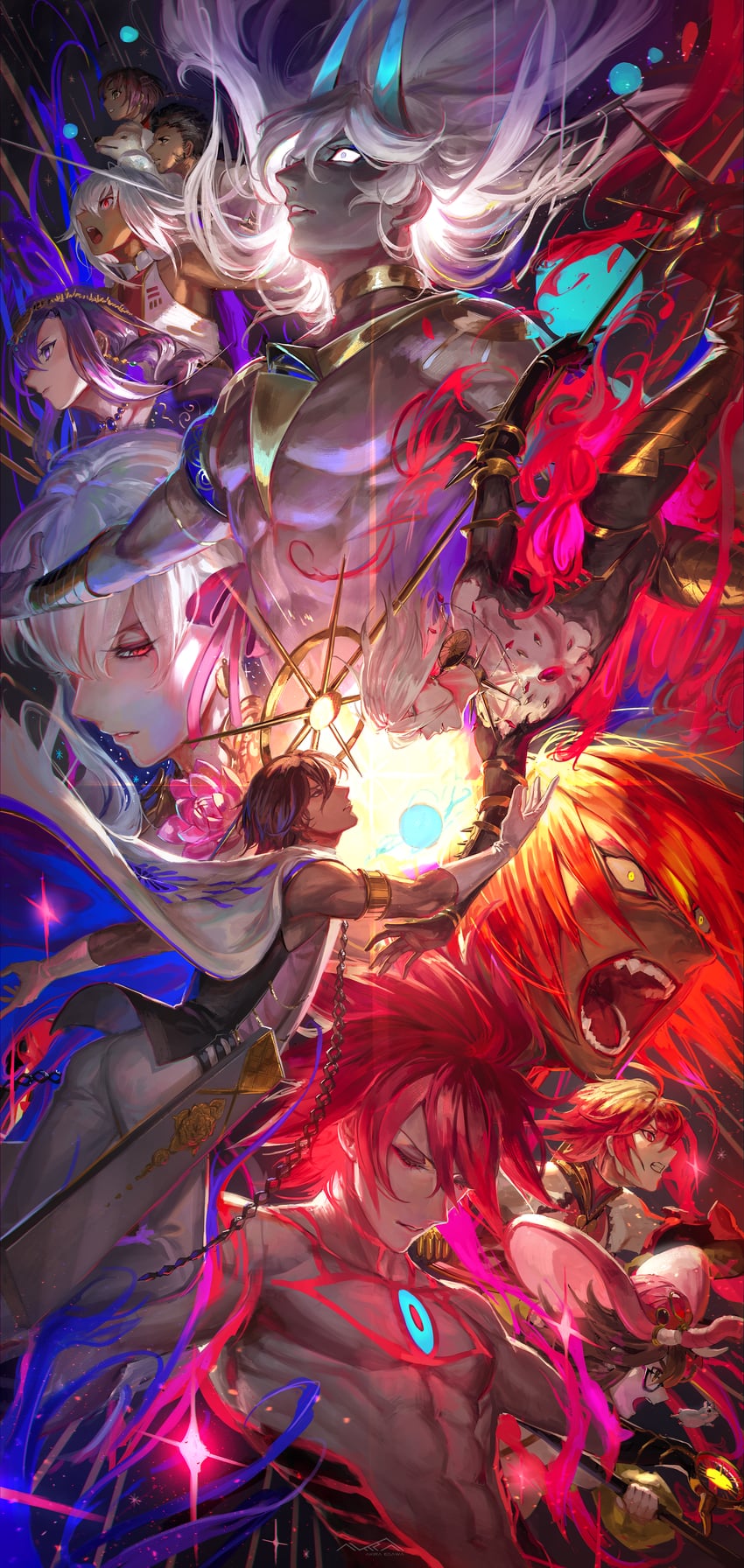kama, karna, arjuna, arjuna alter, ashwatthama, and 9 more (fate and 1 more) drawn by egawa_akira