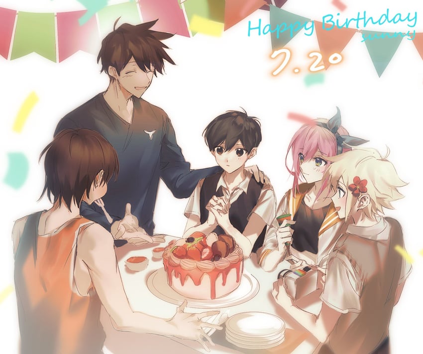 sunny, basil, aubrey, kel, and hero (omori) drawn by ss_un17
