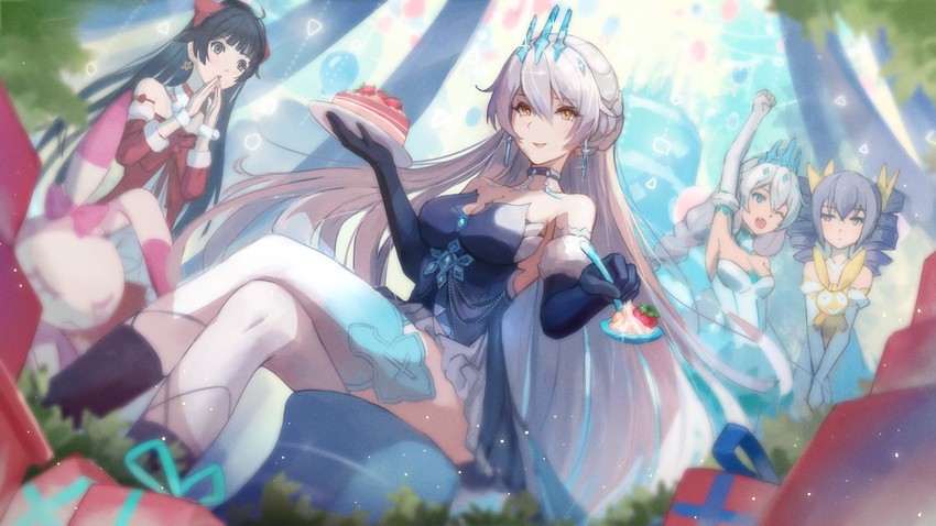 kiana kaslana, raiden mei, bronya zaychik, and homu (honkai and 1 more) drawn by kai1up