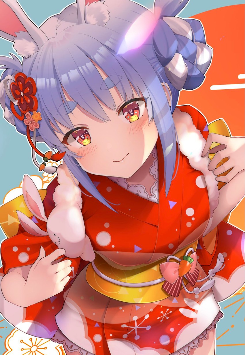 usada pekora and don-chan (hololive) drawn by byoko_(byokoramen)