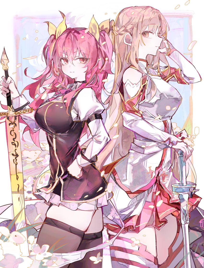 asuna and stella vermillion (sword art online and 1 more) drawn by cocoballking