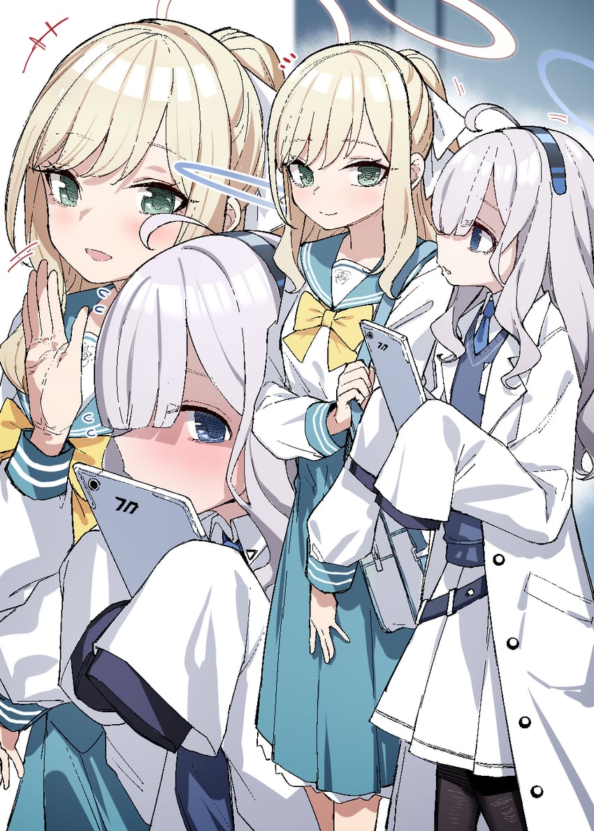 millennium science school student, trinity student, and millennium science school student b (blue archive) drawn by 013_(hamsasuke)