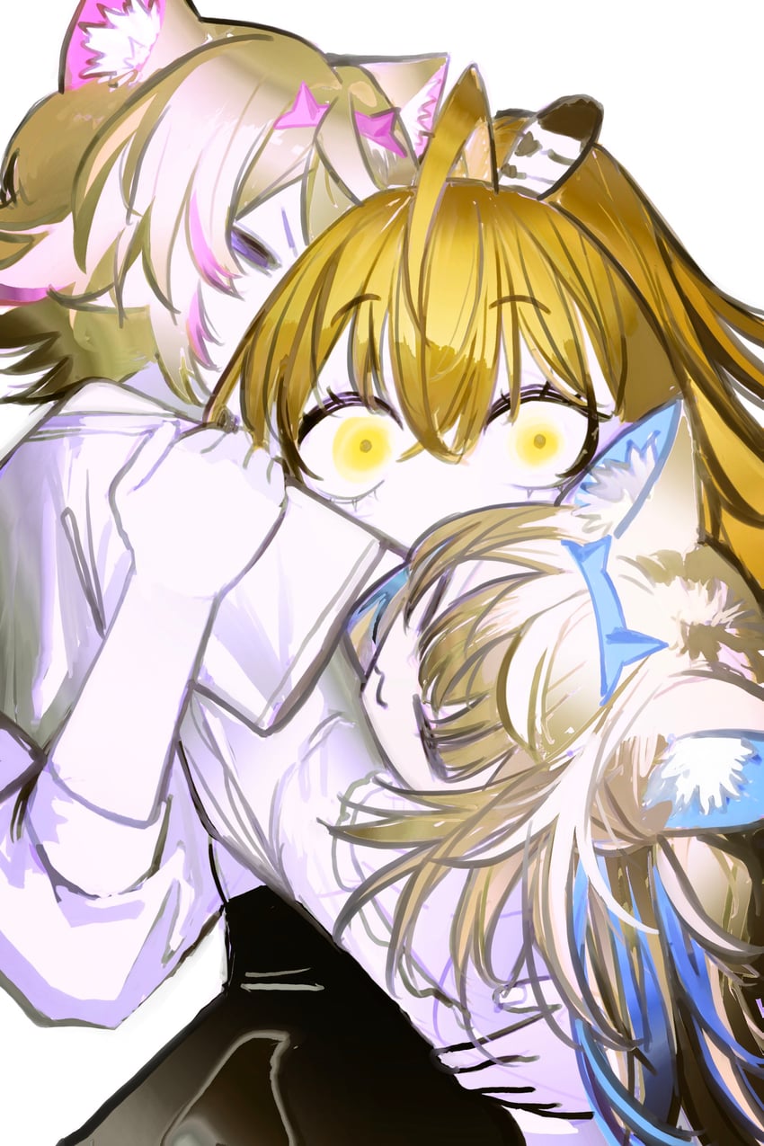 nanashi mumei, fuwawa abyssgard, and mococo abyssgard (hololive and 1 more) drawn by pungson_mori