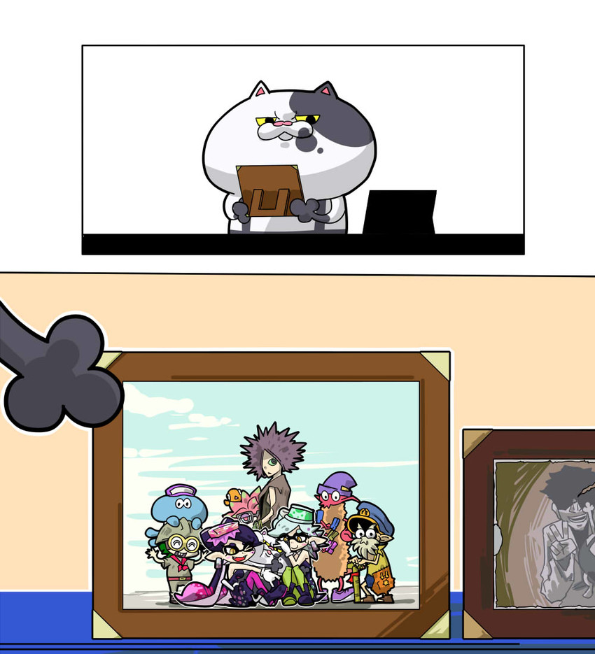 callie, marie, judd, cap'n cuttlefish, spyke, and 5 more (splatoon and 1 more) drawn by seki_(red_shine)