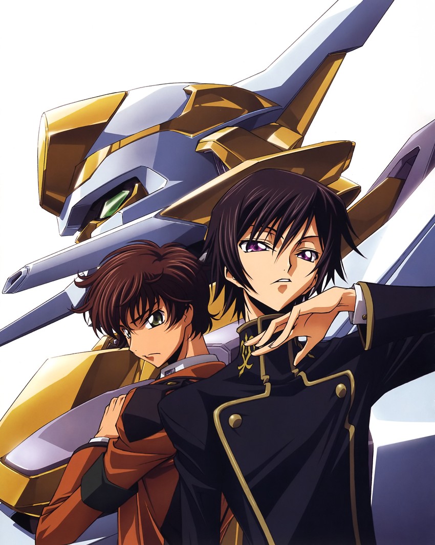 lelouch vi britannia, kururugi suzaku, lancelot, and lancelot z-01 (code geass) drawn by kimura_takahiro and nakada_eiji