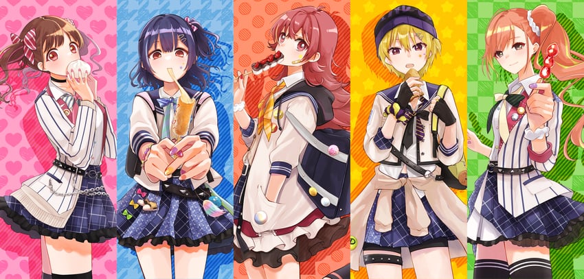morino rinze, sonoda chiyoko, komiya kaho, arisugawa natsuha, and saijo juri (idolmaster and 1 more) drawn by 19_okeke