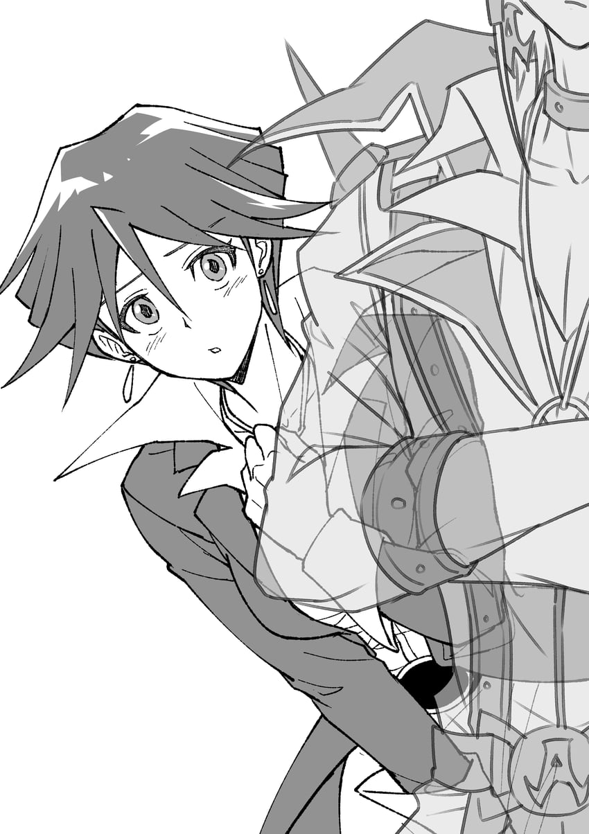 jack atlas and sagiri mikage (yu-gi-oh! and 1 more) drawn by youko-shima