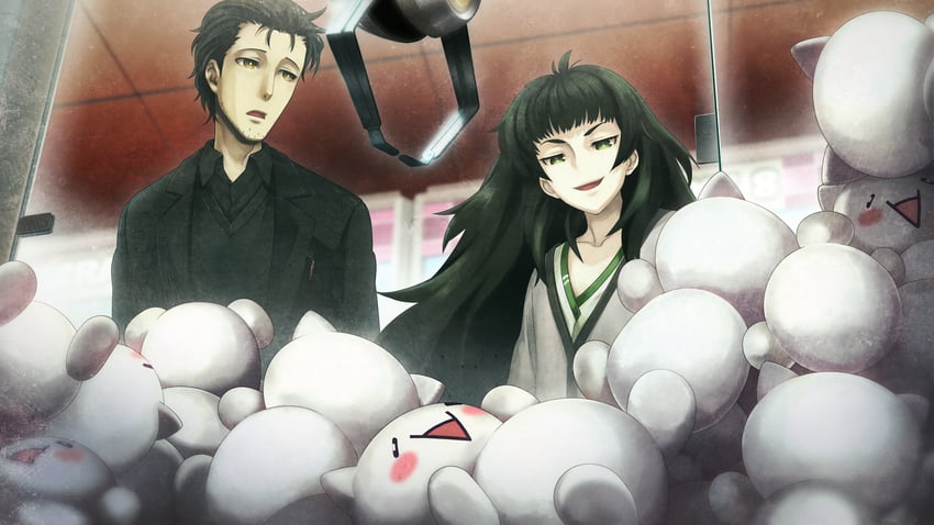 okabe rintarou, hiyajou maho, and mona (steins;gate and 2 more) drawn by huke