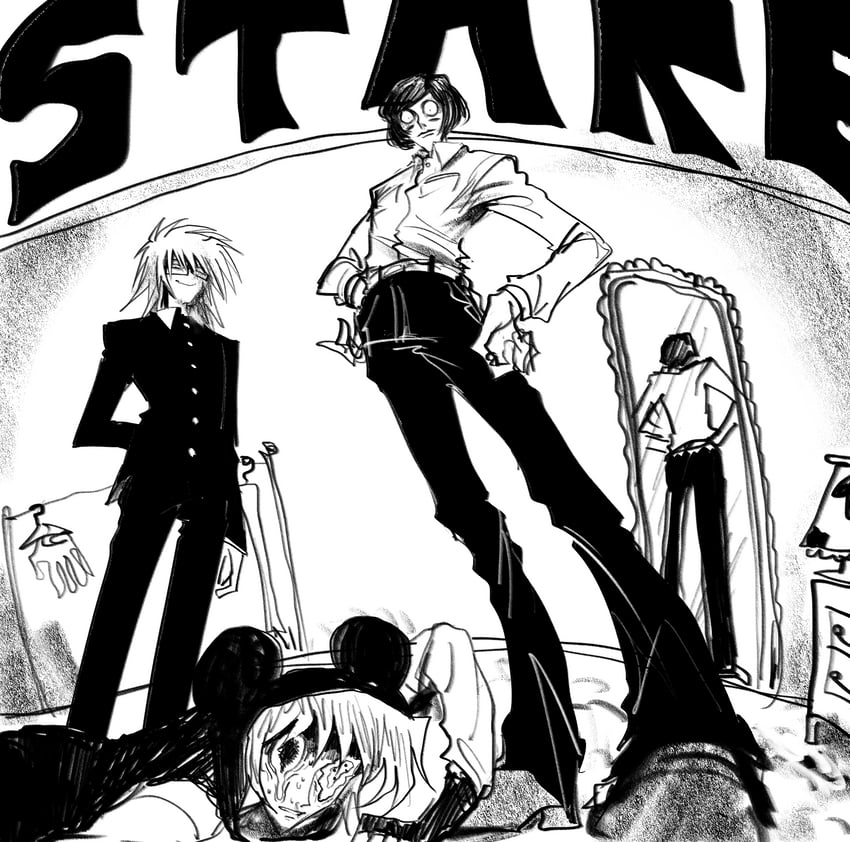 randal ivory, luther von ivory, and present day problem takeuchi robert (randal's friends) drawn by ototoi_kuru