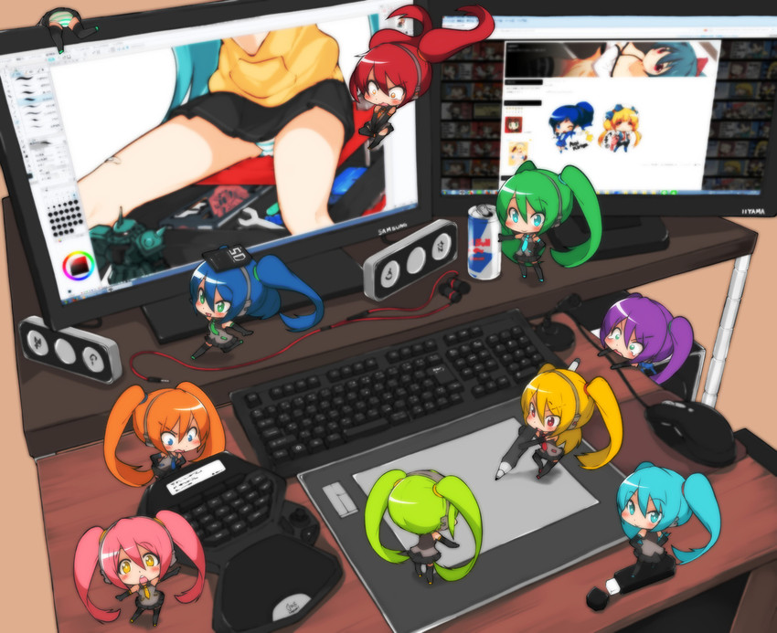 hatsune miku and zaku (vocaloid and 5 more) drawn by yajirushi_kaku