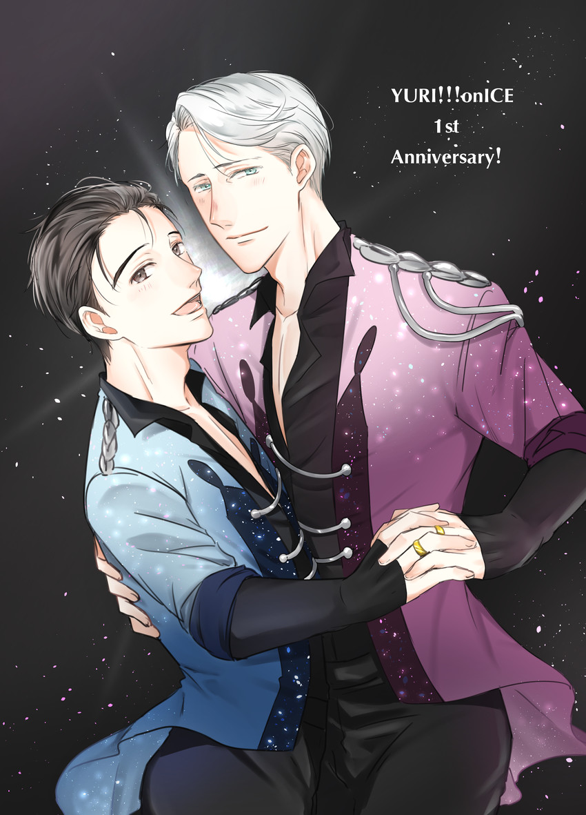 katsuki yuuri and viktor nikiforov (yuri!!! on ice) drawn by ame_030