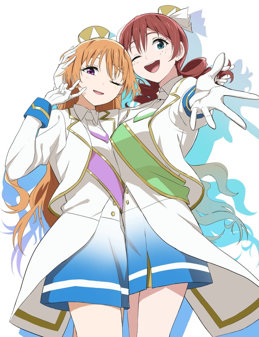 emma verde and konoe kanata (love live! and 1 more) drawn by monowe