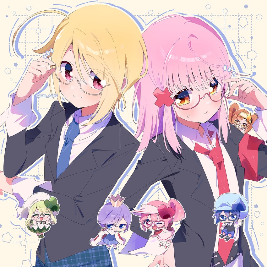 hinamori amu, ran, suu, miki, hotori tadase, and 2 more (shugo chara!) drawn by serizawa_serizane