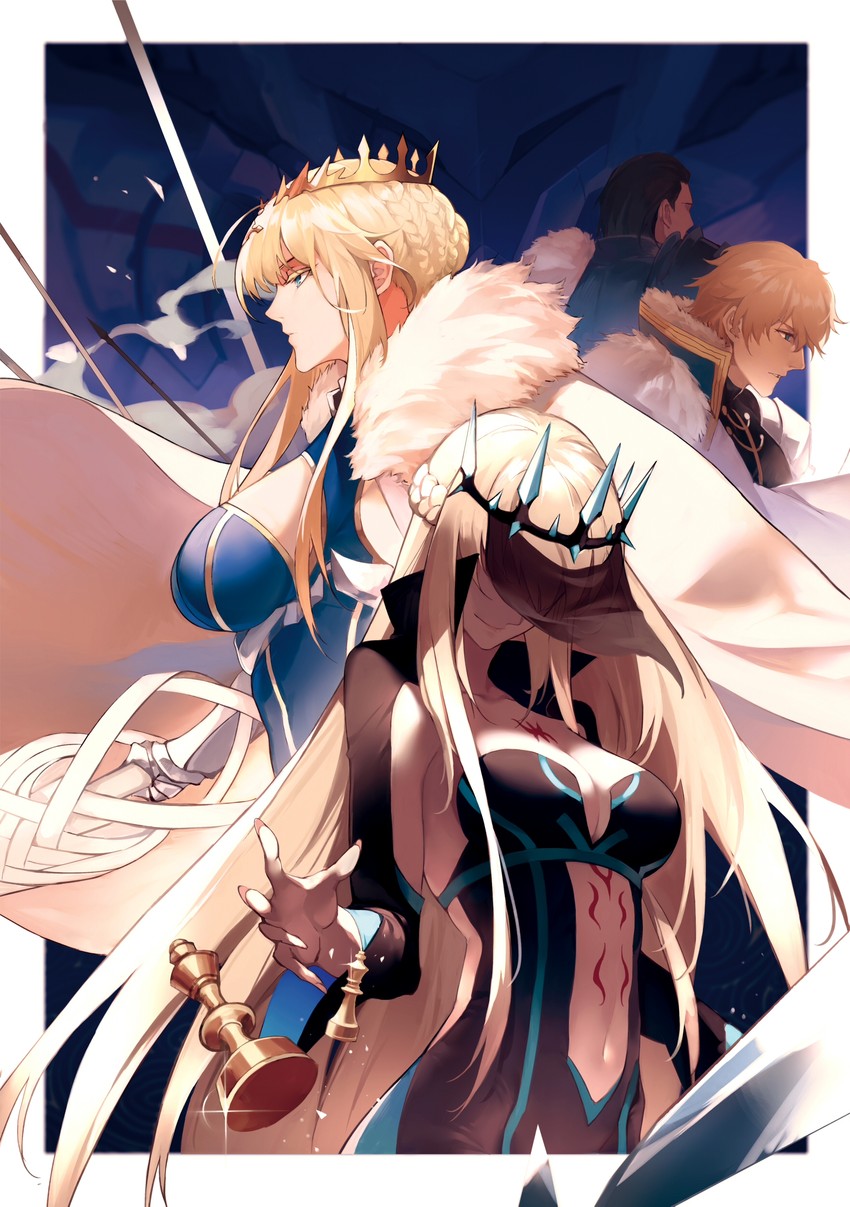 artoria pendragon, morgan le fay, gawain, and agravain (fate and 2 more) drawn by reroi