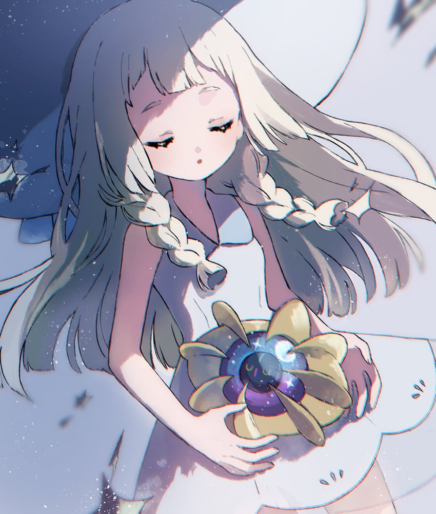 lillie and cosmoem (pokemon and 1 more) drawn by zges