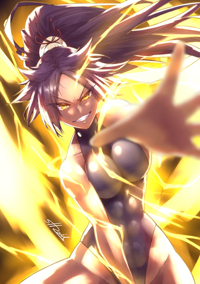shihouin yoruichi (bleach and 1 more) drawn by strail_cycleman