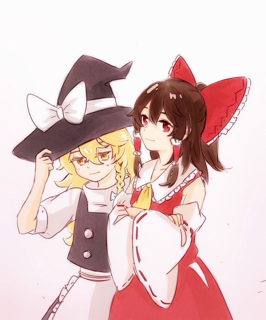 hakurei reimu and kirisame marisa (touhou) drawn by niangao_(8490593)