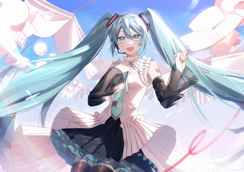 hatsune miku (vocaloid and 1 more) drawn by chio_(akiciou)