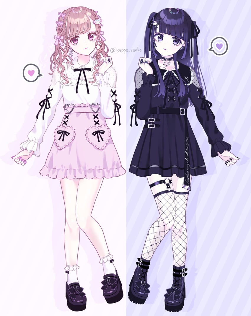 my melody and kuromi (original and 2 more) drawn by kappe_reeka