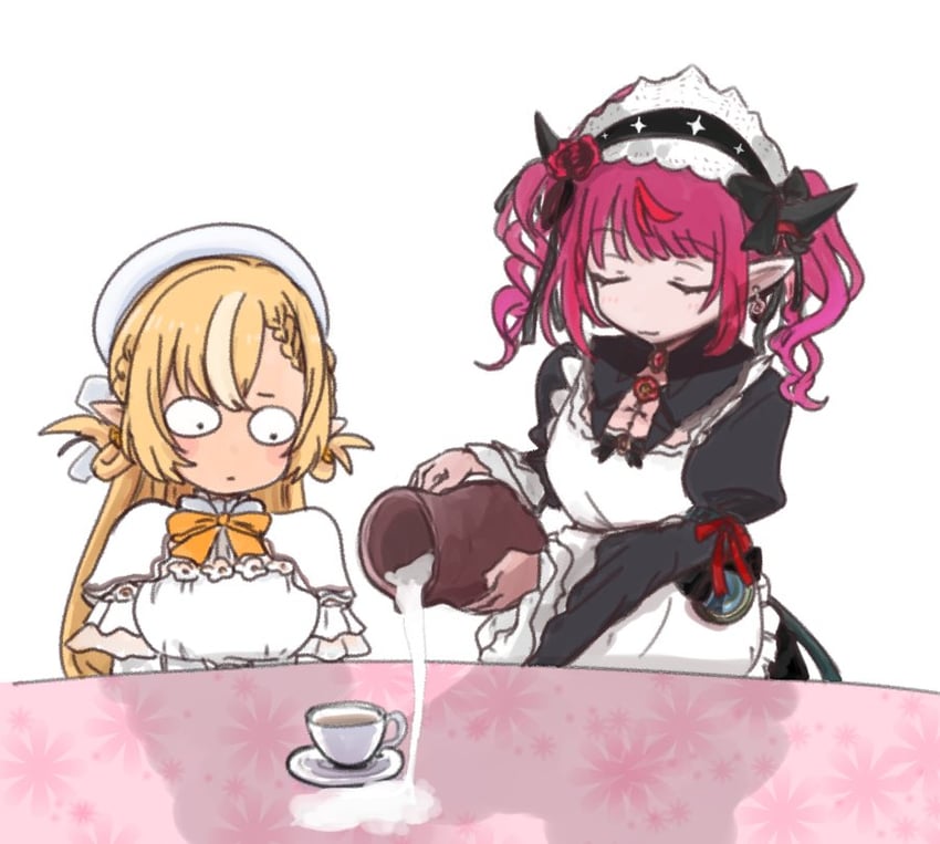 shiranui flare and irys (hololive and 2 more) drawn by bebeko_z